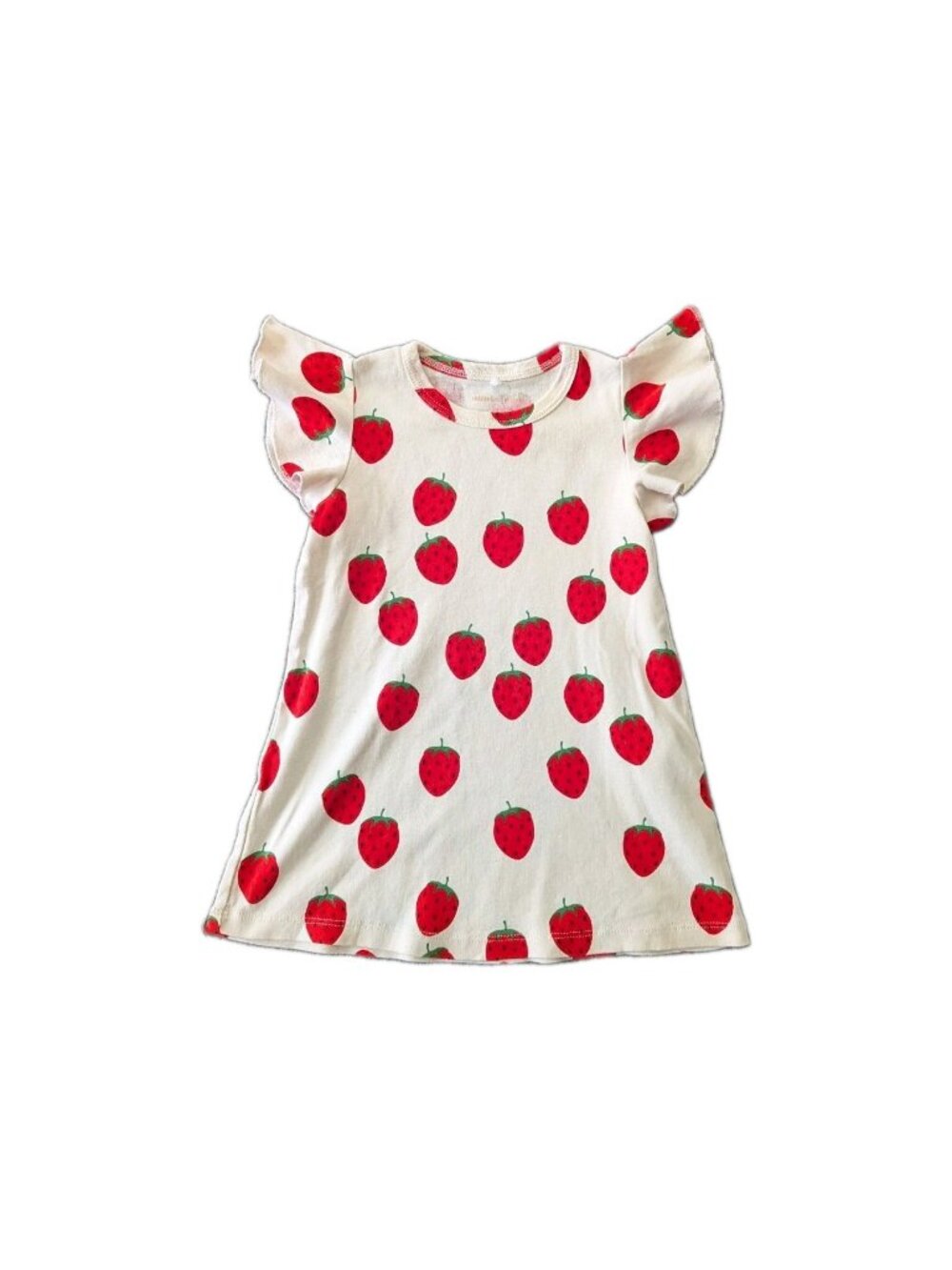 Mini Rodini Strawberry Dress 12-18M 80/86 Organic Cotton Flutter Cottagecore